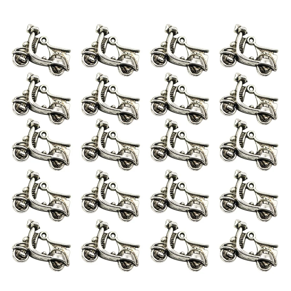 

20pcs Mini Motorcycle Pendant Alloy Metal Charms Jewelry Making DIY Accessories Silver Unique Design Durability Craft