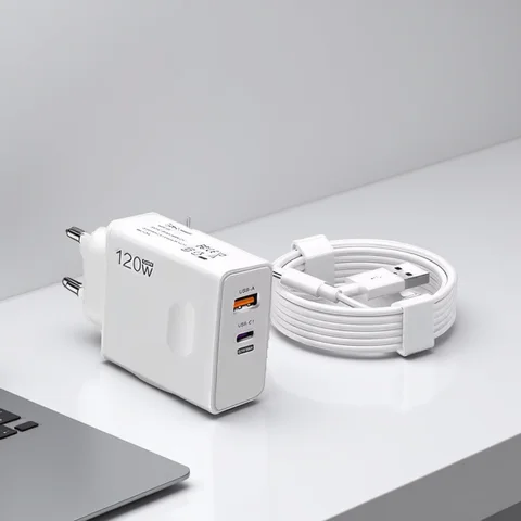 Xiaomi 120W Original Charger Fast Charge PD USB 2 In 1 Charger 2 Ports Fast Charging For Xiaomi Huawei iPhone Samsung EU US UK