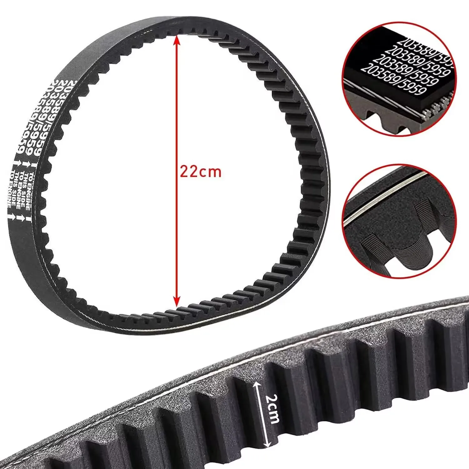3Pc 30 Series Go Kart Cogged Torque Converter Drive Belt 203589 for Comet 5959