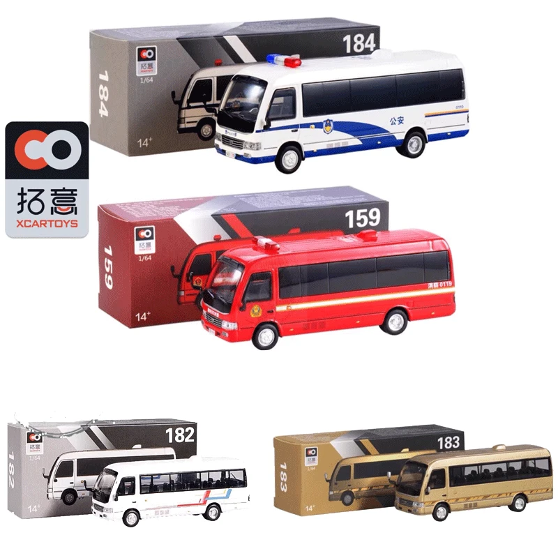 XCARTOYS1/64 Shanghai Costa Police car medium bus boy alloy car model, children's Halloween Christmas holiday gift boy girl