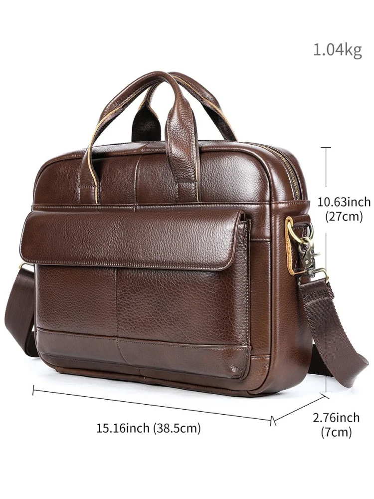 2025 Genuine Leather Briefcases Hard For Men Handbags Laptop Briefcase Bags 15.6 Inch Office Bussiness Computer Bag