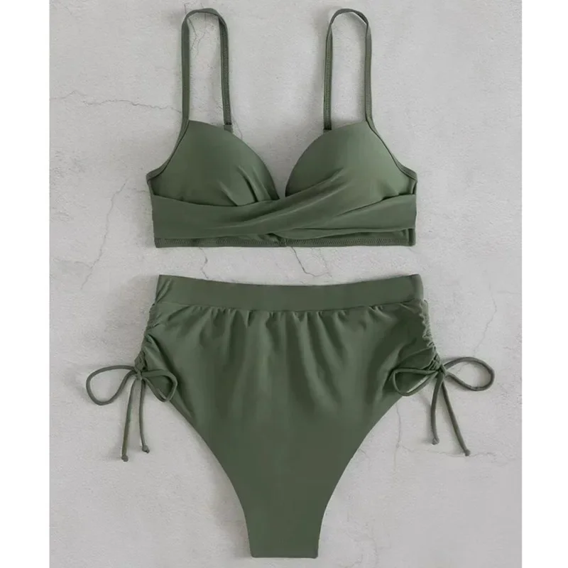 アーミーグリーンのセクシーなビキニ 2025 水着女性水着プッシュアップ女性ビーチ水着水着ビキニセットプール海水浴者