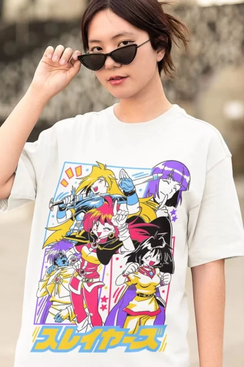 Slayers Naga the Serpent Lina Inverse Anime T-shirt Men Women Cotton Retro 90s Classic Graphic Print Short Sleeve Summer Top
