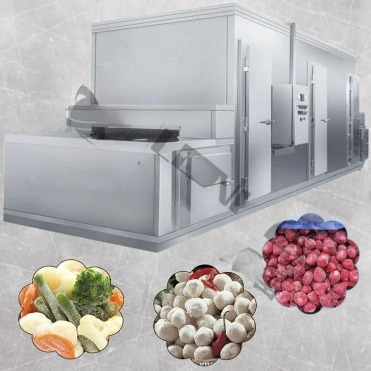 Fruits Vegetables Frozen Fish Meat Quick Cooling Machine Iqf Tunnel r  Equipment Processing Line