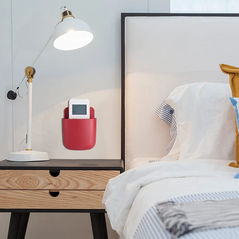 6 Pieces Adhesive Remote Control Holder Wall Mount Media Storage Box Sticky Organizer For Phone Remote Control