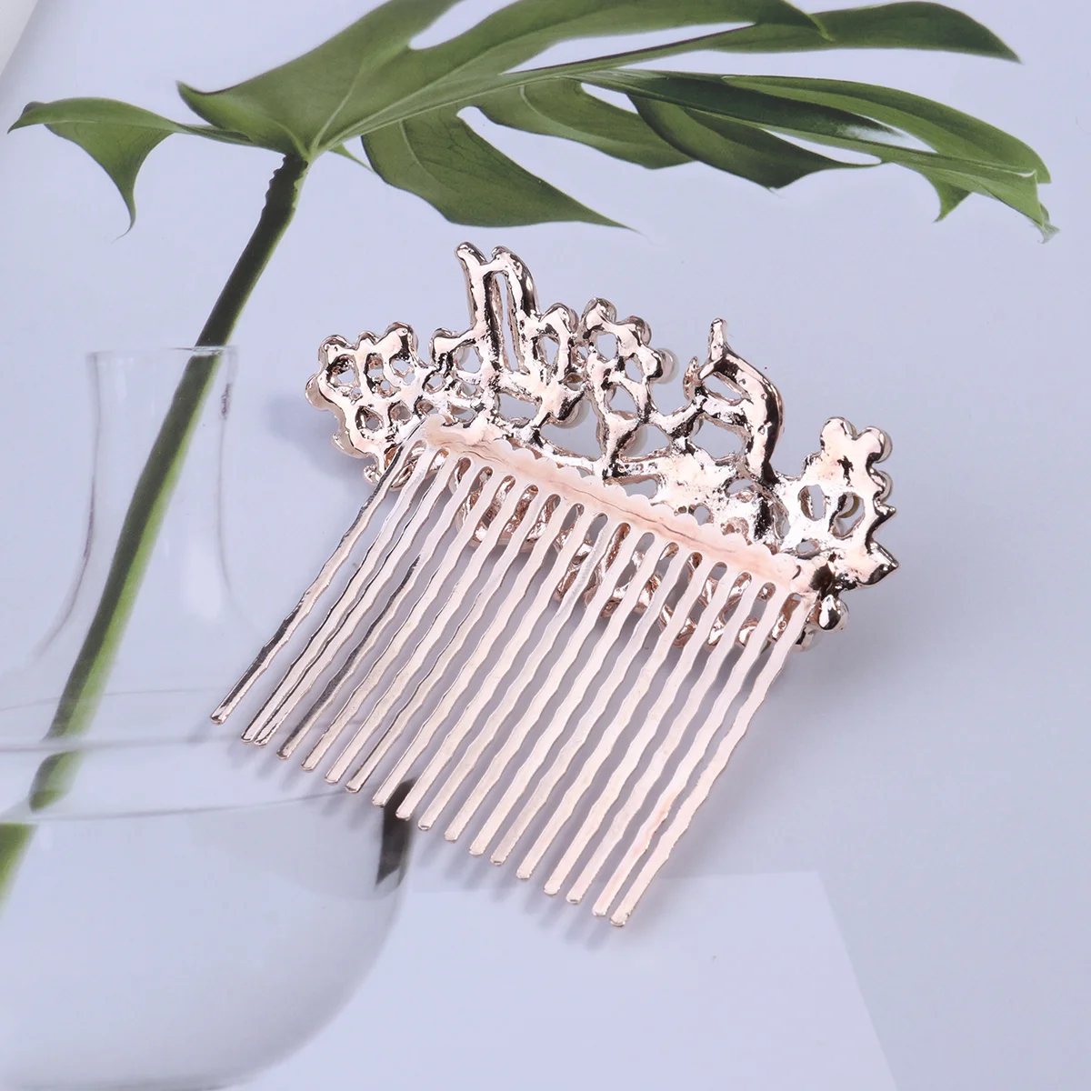 

Rose Gold Hair Comb Bridal Rhinestone Alloy Durable Wedding Hair Accessories Side Combs for Special Occasions Prom Party