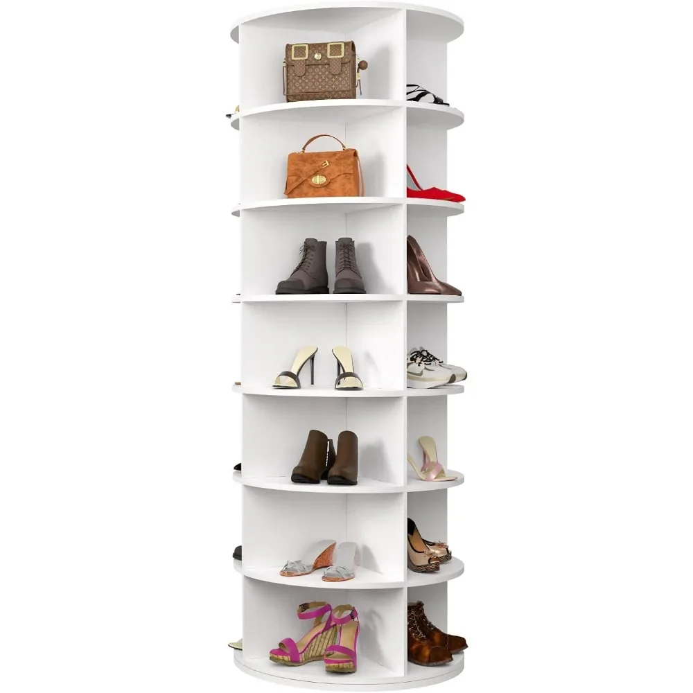 Rotating Shoe Rack, 7-Tier Spinning Shoe Rack, Free Standing Rotating Tower 360°, Space-Saving Revolving Organizer for Entryway