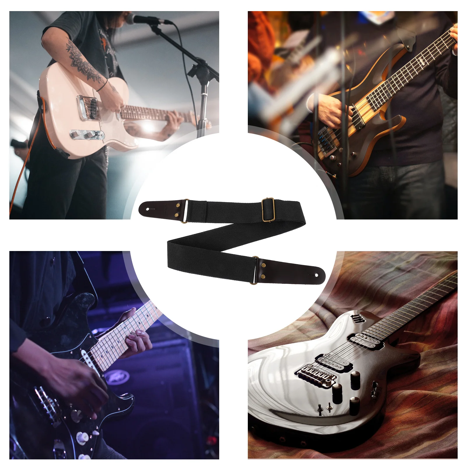 

1Set Guitar Strap Adjustable Replacement Cotton PU Durable Electric Acoustic Bass Guitar Strap Comfortable