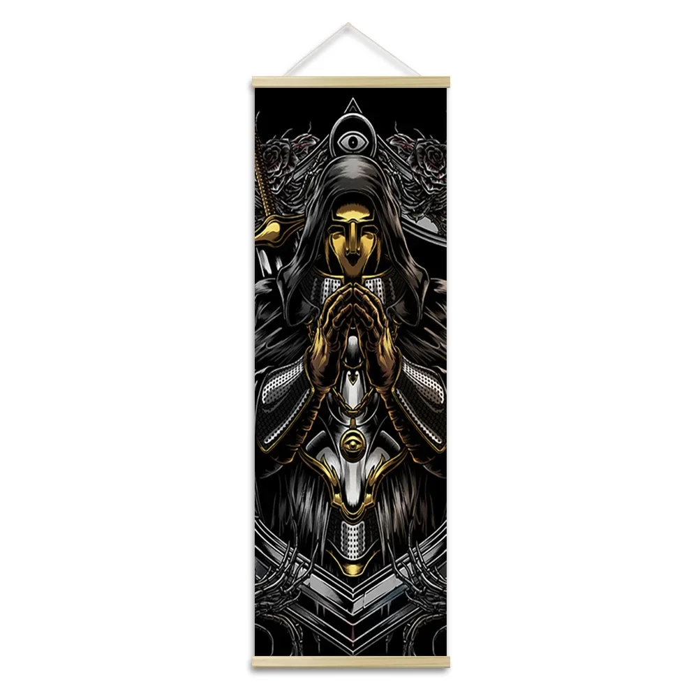 Vintage Medieval Crusaders Scroll Canvas Poster Wall Art Knights Templar Wood Hanging Painting Wall