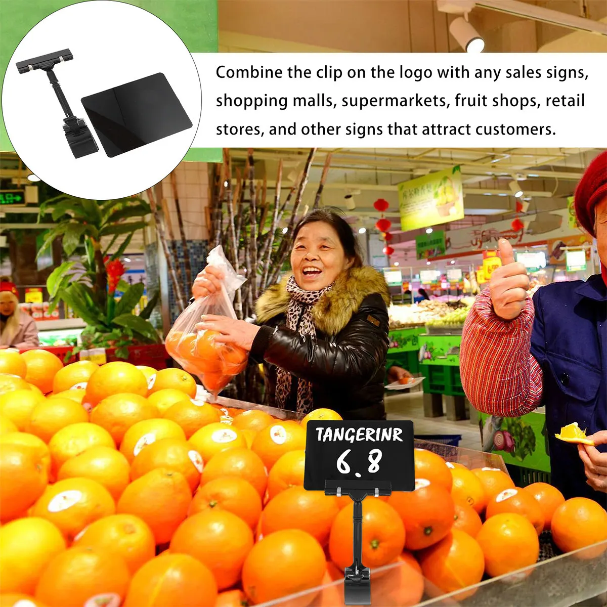 9Pcs PVC Waterproof Price Tag Clips Erasable Reusable Double Head Display Labels for Supermarket Fruit Store Price Board
