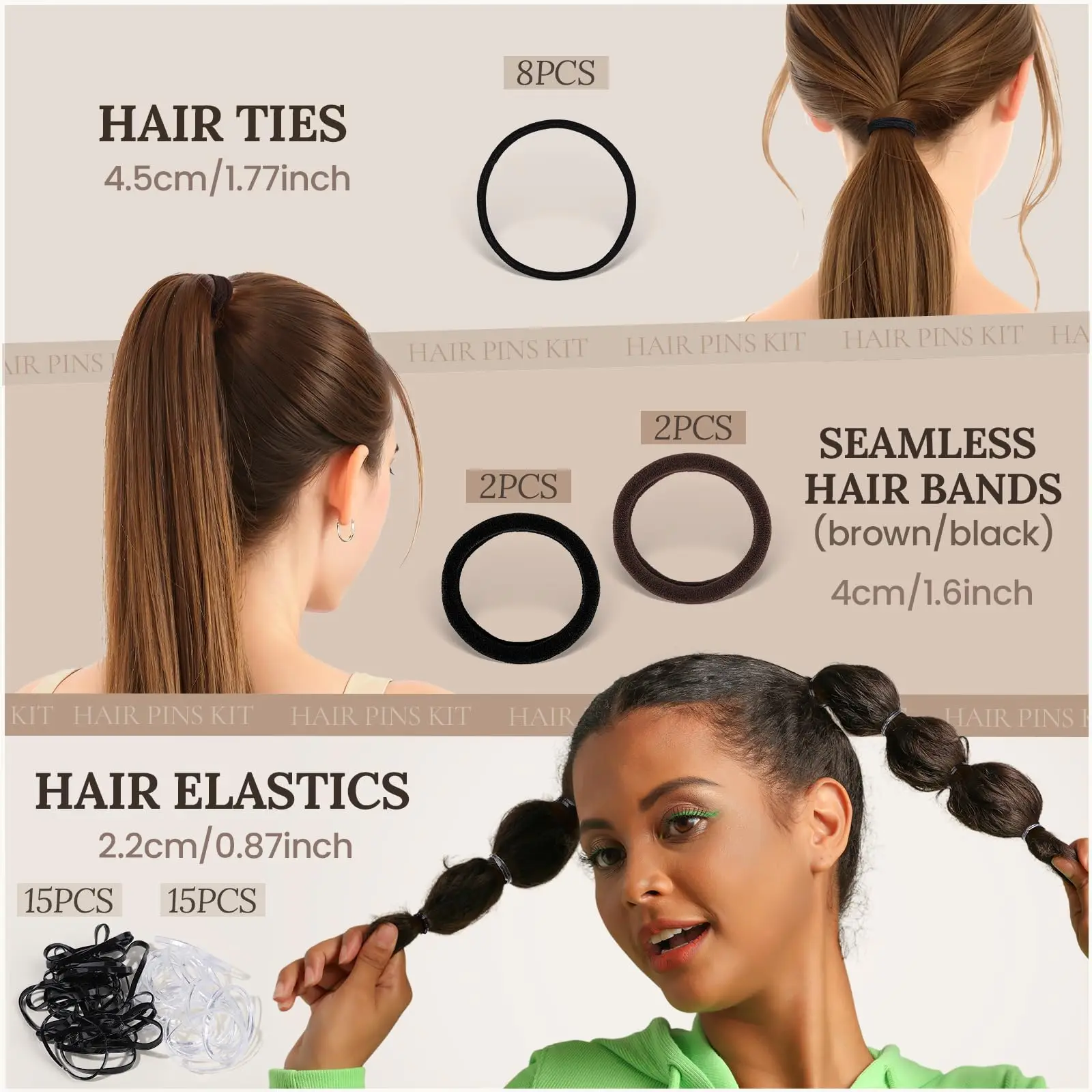 Set di stoccaggio per accessori per capelli da 163 pezzi: strumenti per acconciature portatili fai-da-te all-in-one, kit per capelli per spettacoli di danza