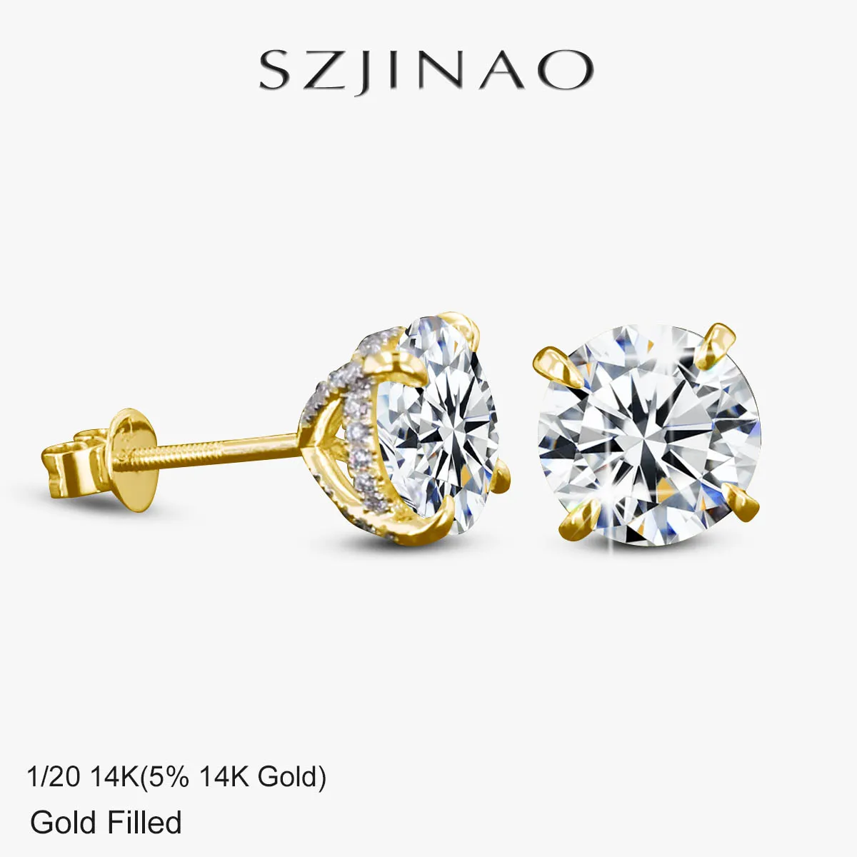 

4cttw Round Cut Moissanite Diamond Stud Earrings for Women 100% 14k Gold Filled Hypoallergenic GRA Certified Classic Jewelry