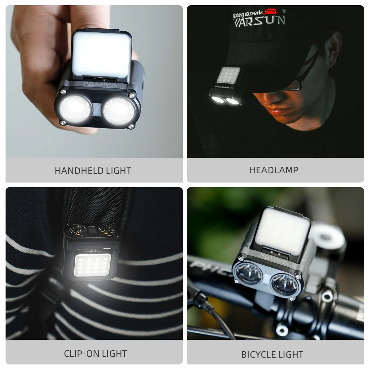 WARSUN Headlamp Rechargeable MD9, 90° COB LED Head Lamp with Motion Sensor, 5 Modes & IPX5 Water-Resistant LED Head Light