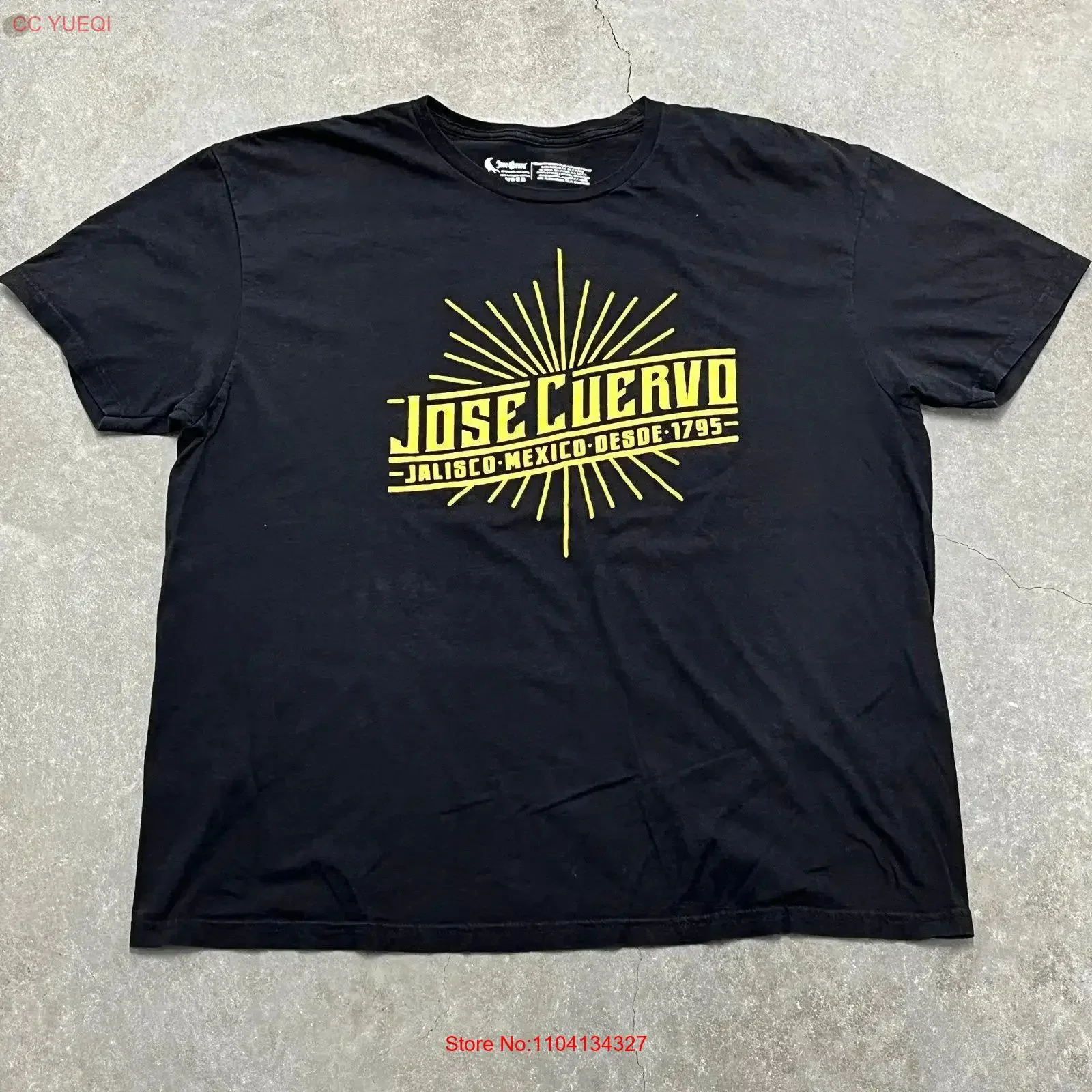 Camiseta con logo de Jose Cuervo, estilo vintage, lavada, streetwear, elástica, versátil, cómoda, informal, ligeramente holgada, para uso diario, suave