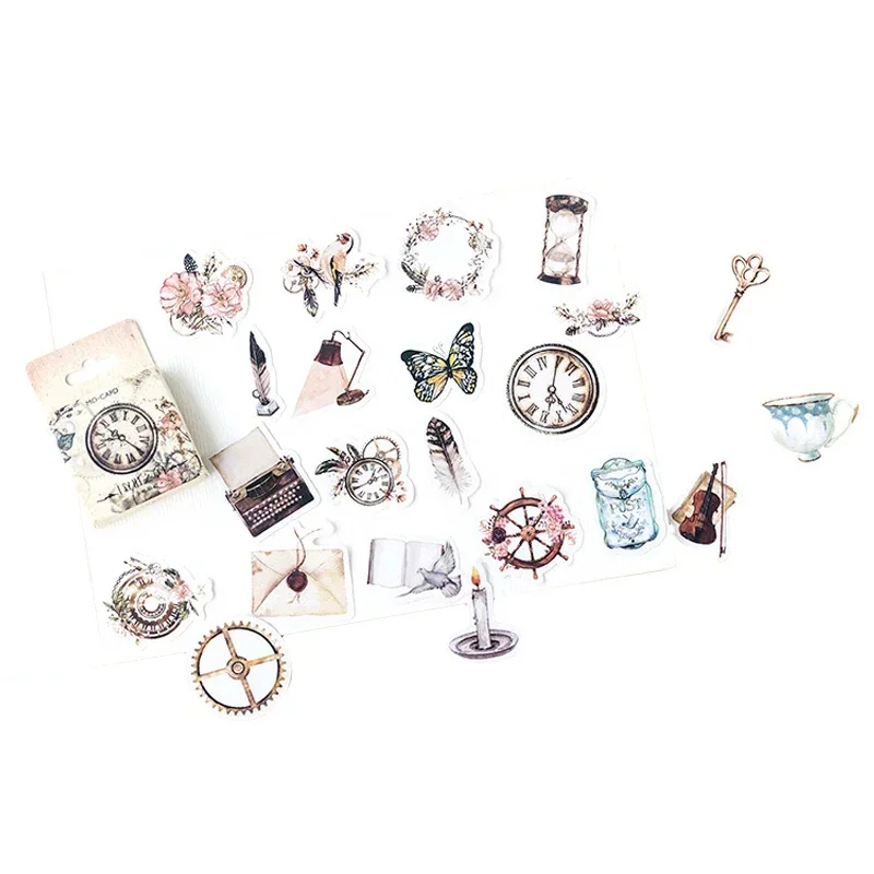 46pcs/pack MoMo Nostalgia Chapter Sticker Set 46 pcs Boxed Vintage Scrapbooking Decals Retro Scenes for Journaling & Collage