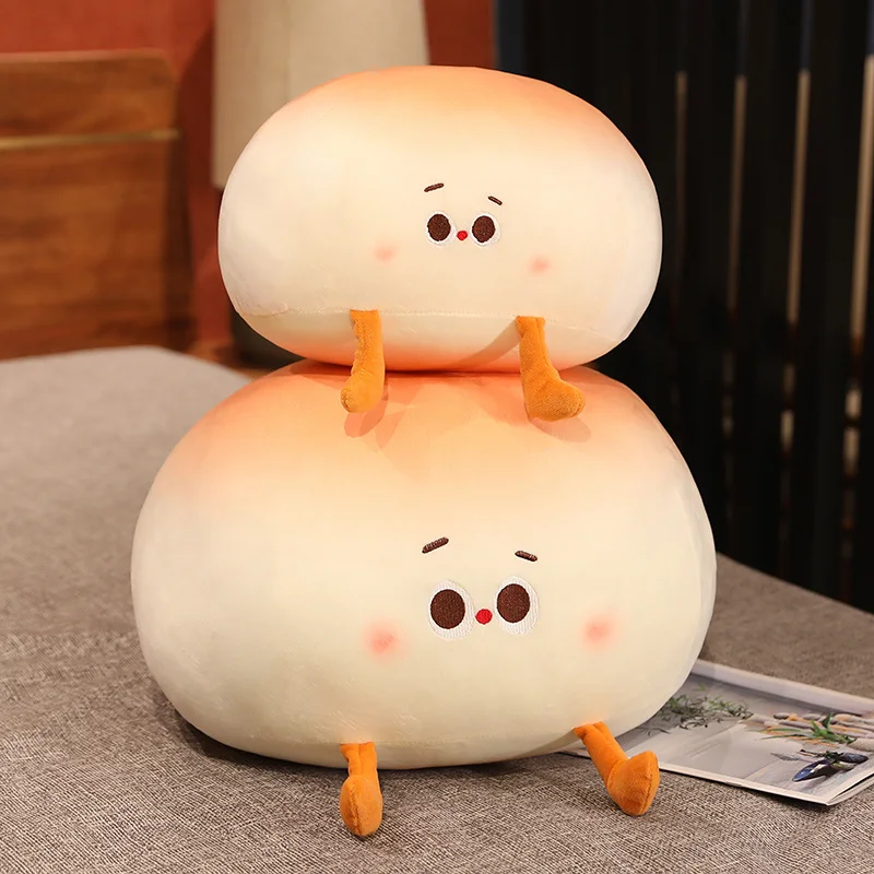 Cute Plush Steamed Bun Pillow Stuffed Bun Cartoon Bread Plush Food Pillow Cushion Kids Toys