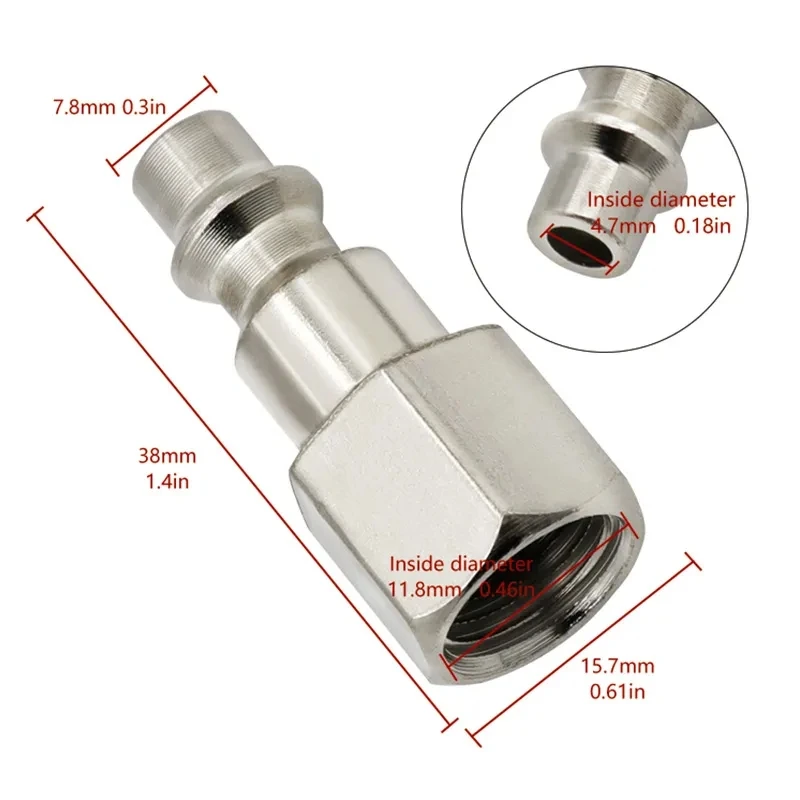 Herramientas neumáticas de cobre y niquelado, pistola de aire, bomba de aire, compresor de aire, conector rápido autoblocante tipo C, 1/4NPT, 5 piezas