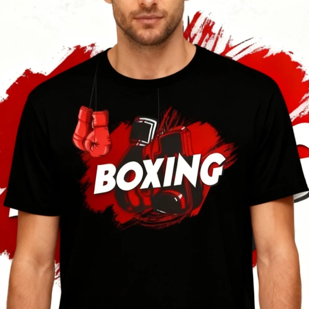 

3D Fashion Boxing Print Men's T-shirt Loose Leisure Breathable O-Neck Pullover Clothes Daily Training Quick Dry Short Sleeve Top