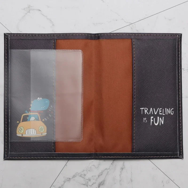 Cartoon Leather Passport Cover for Kids Men Women Travel Passport ID Card Holder Wallet Purse Bags Travel Boarding Accessories