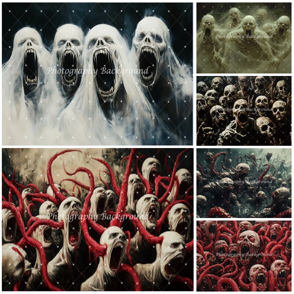 

Horror Screaming Zombie Ghosts Halloween Decoration Backgrounds for Photographs Scary Party Decor Backdrop Shooting Props