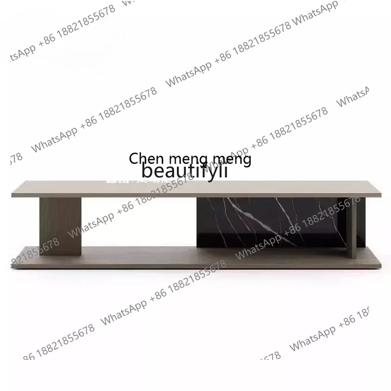 

B178 Italian minimalist solid wood marble TV cabinet designer large flat audio-visual cabinet2936