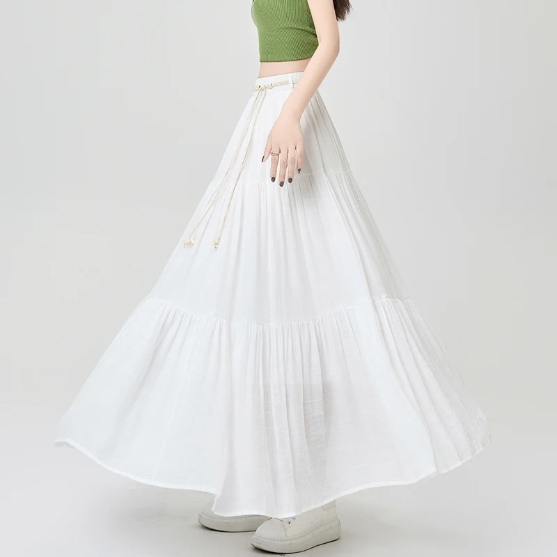 cake skirt for women, 2025 summer high waist slim-fitting puff skirt, stitched A-line mid-length large-flare skirt