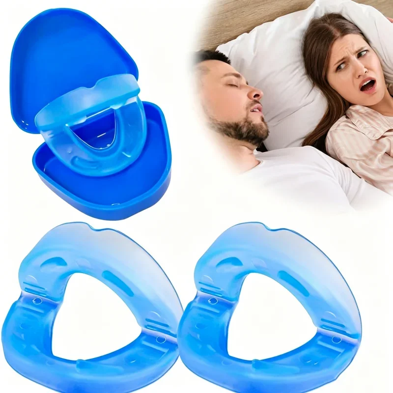 Anti-Snoring Mouthpiece,Living Hinge & Open Front Design for Comfort & Easy Breathing, Blue