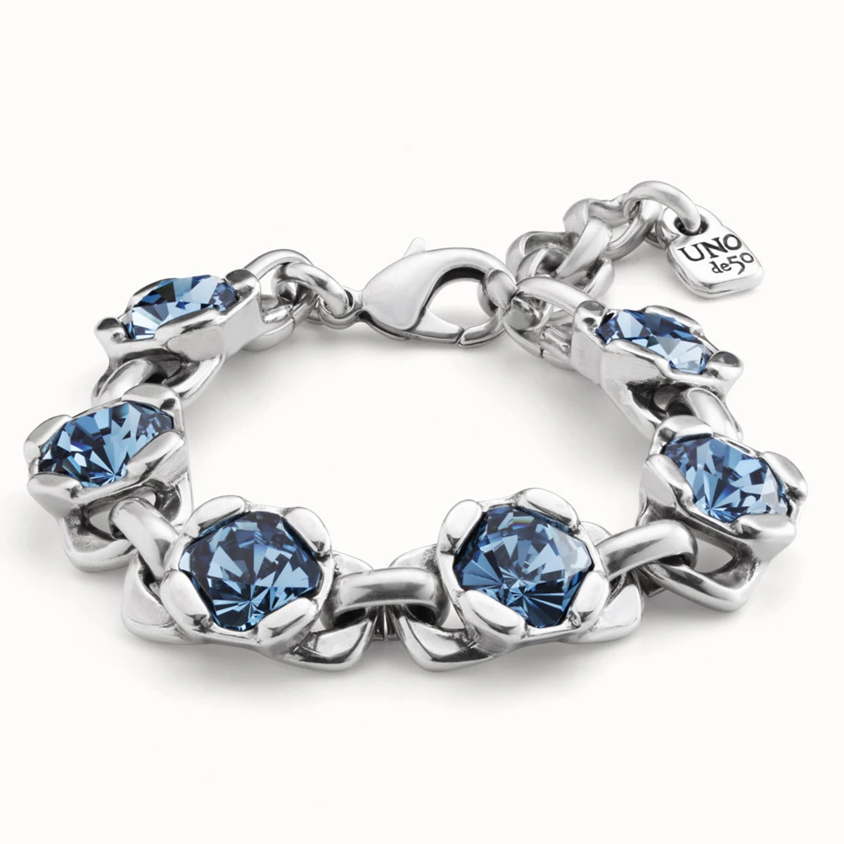 

2024 New Hot selling Spain UNOde50 Jewelry Fashion Exaggerated Luxury Blue Crystal Bracelet Women High Quality Birthday Gift