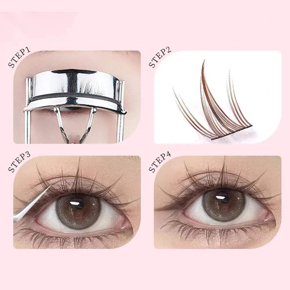 Cluster Ciglia Senza Colla Ciglia Autoadesive Innesto Ciglia Segmentate Marroni Prodotti per il Trucco delle Donne Ciglia Finte