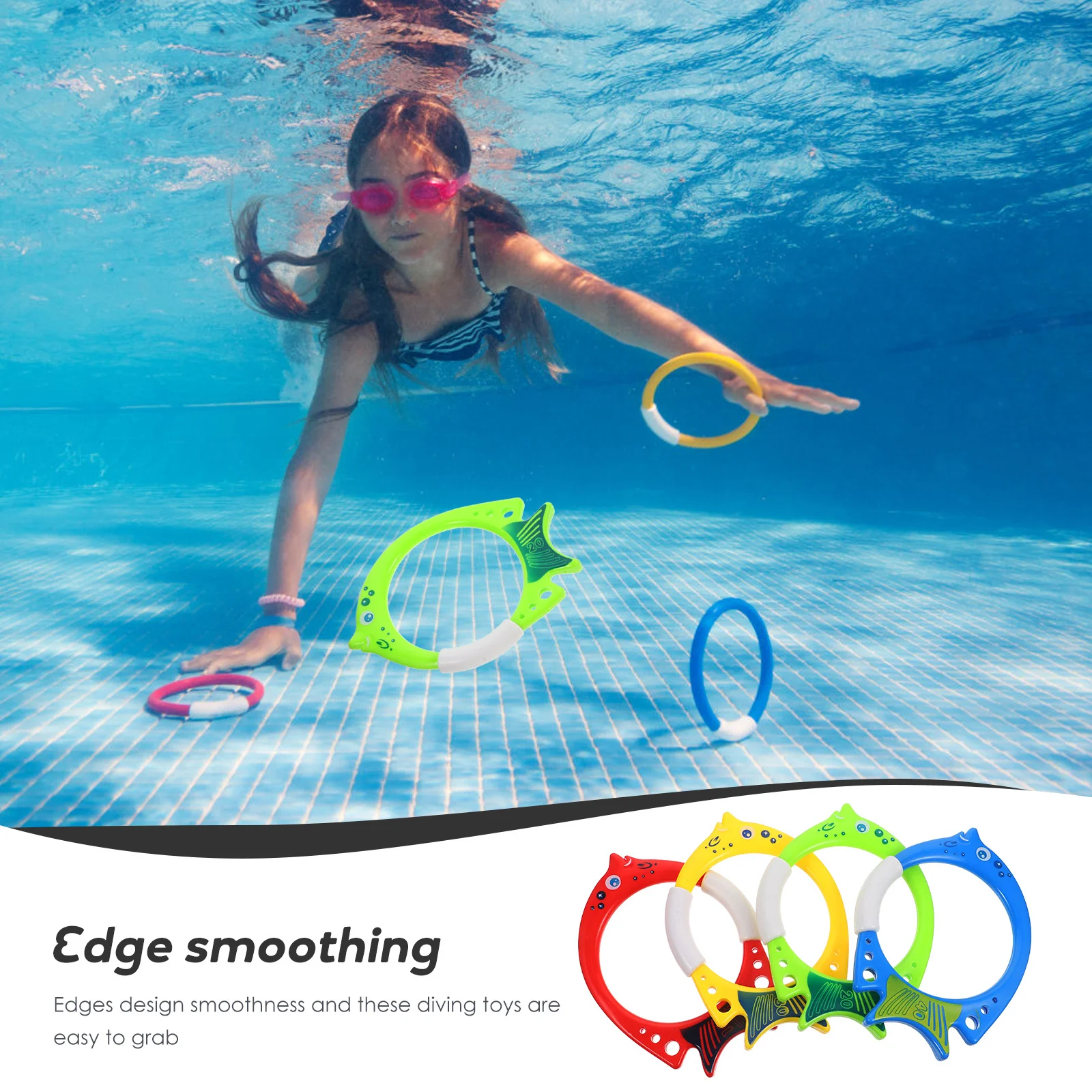 4 قطعة أدوات الغوص الممتعة على شكل سمكة حلقات السباحة تحت الماء ألعاب الغوص للأطفال ملحقات حمام السباحة الجديدة #2