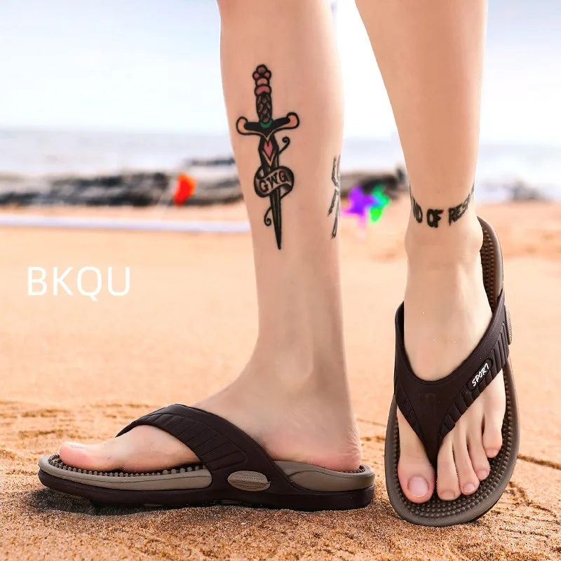 Men's Massage Flip-Flops Casual Wear-resistant Non-slip Fashion Flat Breathable Comfortable Waterproof Light Shoes Summer