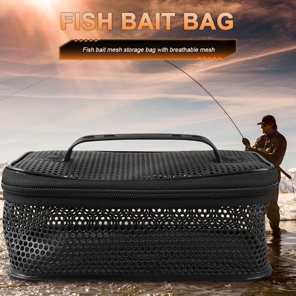 Portable Fishing Tackle Storage Pack Mesh Hollowed Out Bait Lure Hook Handbag Breathable Large Capacity Fishing Gear Accessories