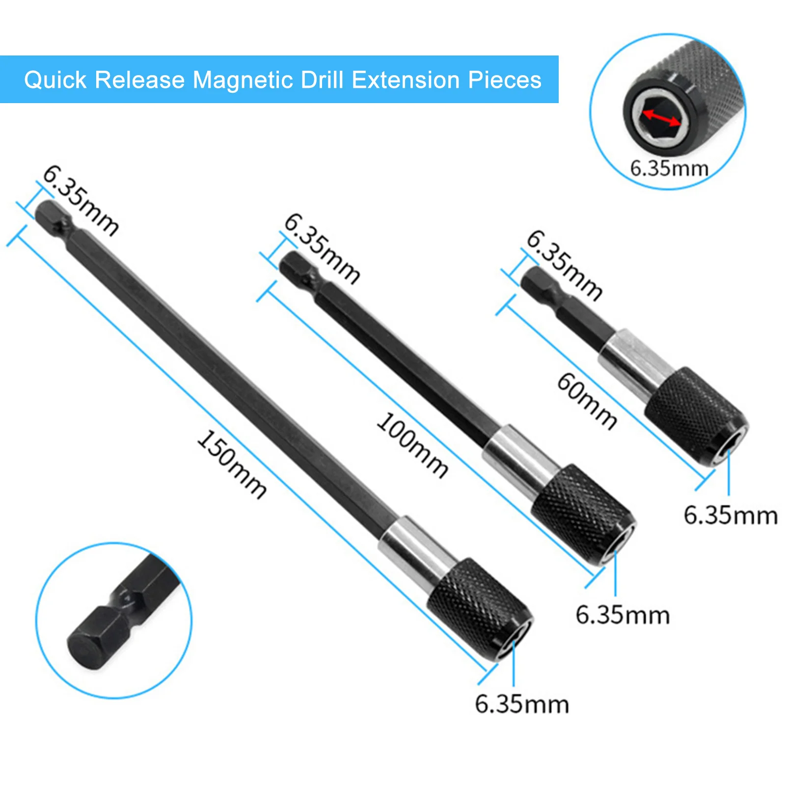 1/4 3/8 1/2 Inch Hex Socket Adapter Extension Screwdriver Drill Bit Extension Set 105°Right Angle Drill Rotatable Joint