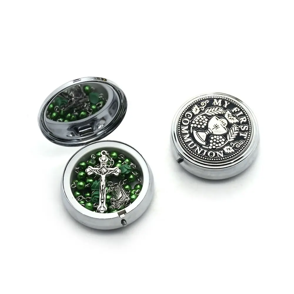 Retro Small Religious Exorcism Box ​ Antique Style Handmade Alloy Storage Box Alloy Craft Jewelry Sealing Container Bedroom