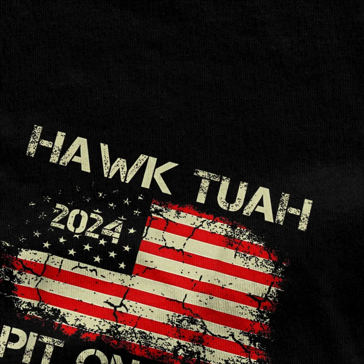 Vintage T-Shirt Hawk Tuah 24 Spit On That Thang America Flag 100% Cotton T Shirts for Men's Summer Short Sleeve Tops