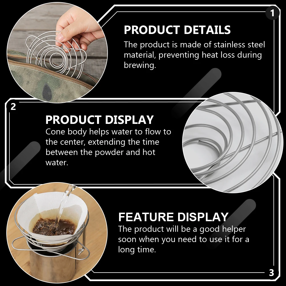 

1pc Outdoor Funnel Stainless Steel Folding Filter Strainer Manual Brewing Compact Coffee Dripper Easy Clean Household