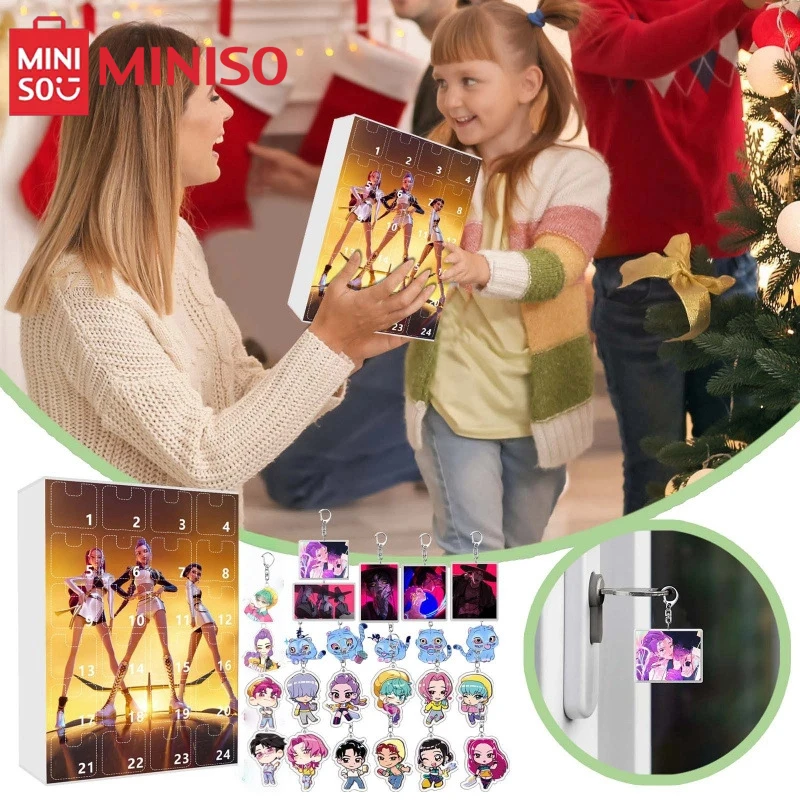 MINISO الساخن KPOP شيطان الصيادين عيد الميلاد تقويم القدوم المفاتيح اكسسوارات 24 يوما العد التنازلي التقويم المعلقات هدايا عيد الميلاد