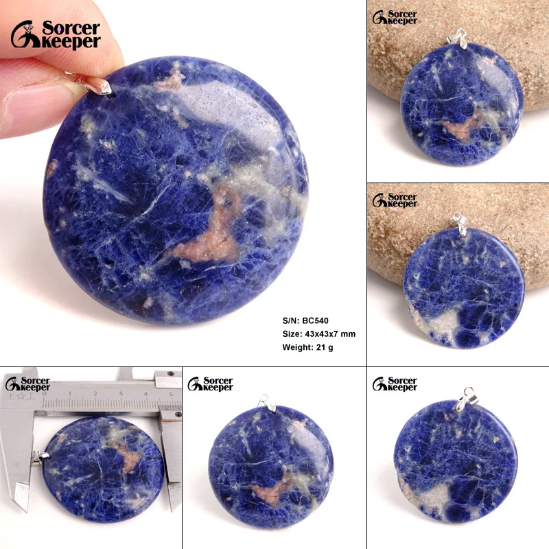 Women & Men Fashion Jewelry Pendants Necklaces With Chain Wholesale Blue Sodalite Beads Quartz Stone Colares Femininos BC473