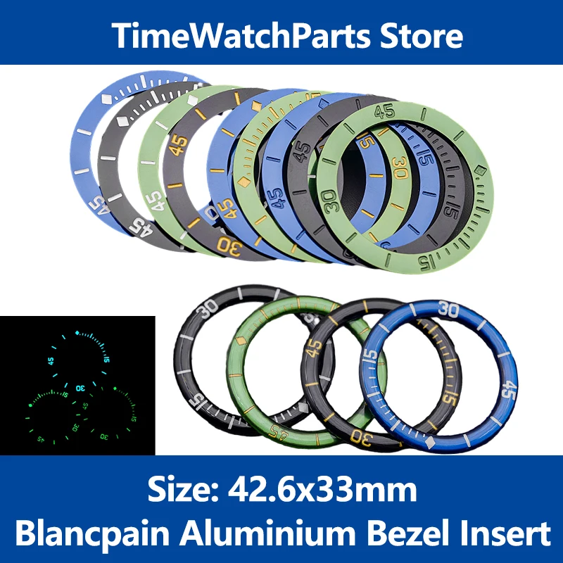 

Blancpain Fifty Fathoms Luminous Aluminium Bezel Insert 42.6mm Watch Insert For SKX007 SKX009 SRPD Watch Cases Watch Mod Parts