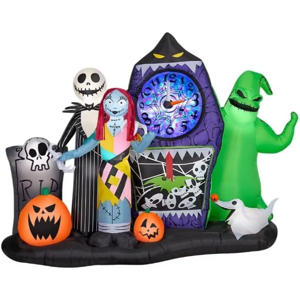 Nightmare Before Christmas Inflatable Halloween Town Scene Jack Sally Zero Oogie Boogie 8 ft Tall