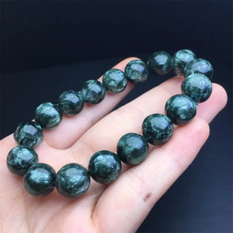 

12MM Natural Seraphinite Bead Bracelet Women Fashion Healing Crystal Round Beads Lovers Strand Jewelry Gift 1PCS