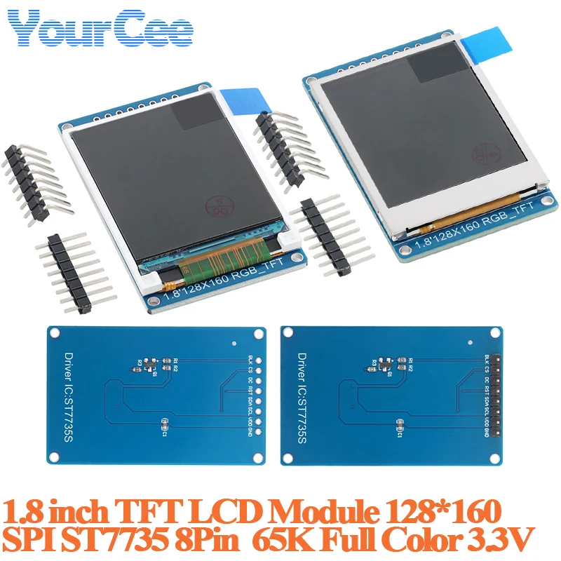 1.8 Inch TFT Color Screen Module 1.8' LCD Screen Display HD IPS 65K Full Color 128*160 128x60 SPI Interface ST7735 Driver 8Pi