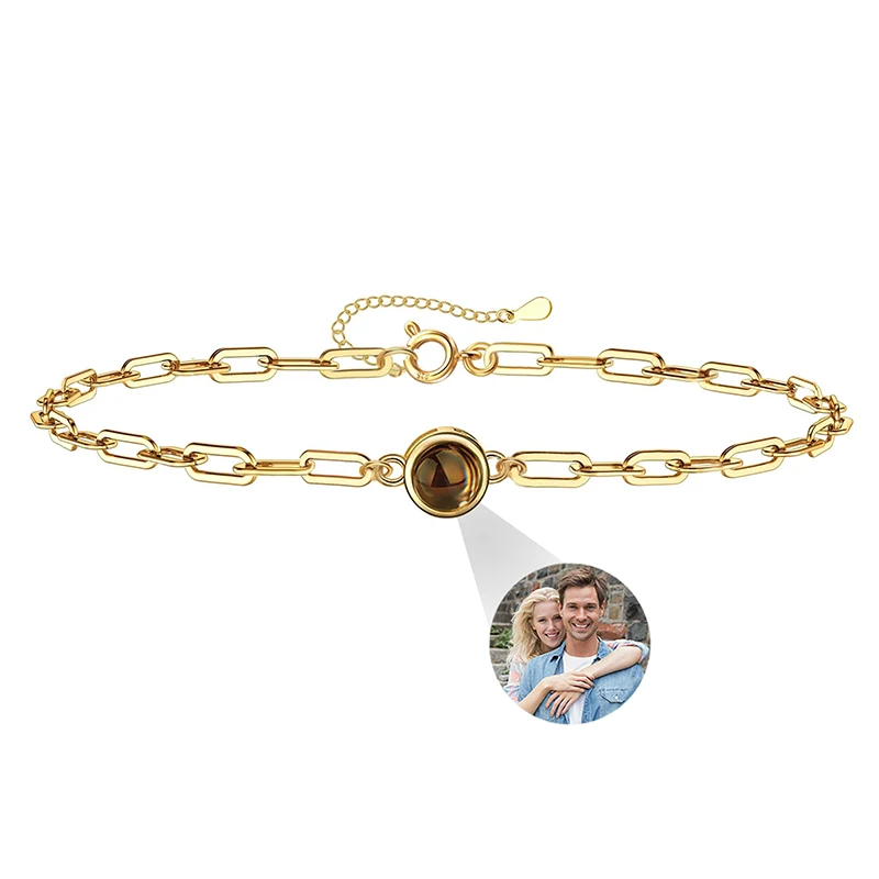 Custom Photo Bracelet Personalized Photo Circle Projection Bracelet Round Pendant With Colored Picture Customized Bracelet