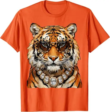 Cooles Tigerroar-Leoparden-Sonnenbrillen-T-Shirt, lustiges Y2k-Kunst-Ölgemälde, ästhetische Kleidung für Frauen und Männer, Persönlichkeits-T-Shirt, Geschenke – Detail 12