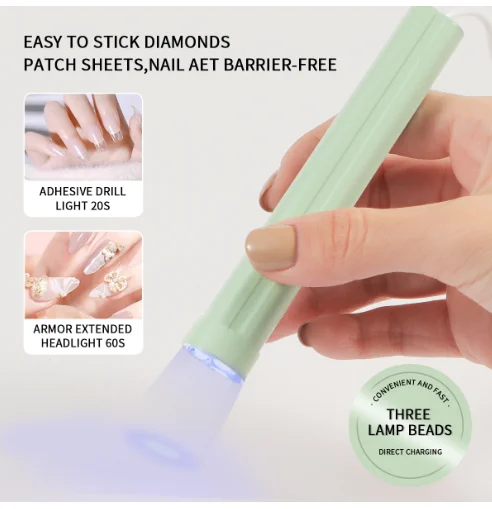 Portable Handheld Mini Nail Lamp For All Gel Polish Quick Dry USB Nail Dryer Machine UV LED Nail Lamp Mini Flashlight Pen