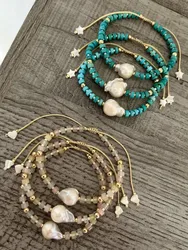 KKBEAD 2023 New Recycled Pearls Bracelets Jewelry Natural Turquoise Morganite Pulseras Freshwater Pearl Bracelet for Women Gifts