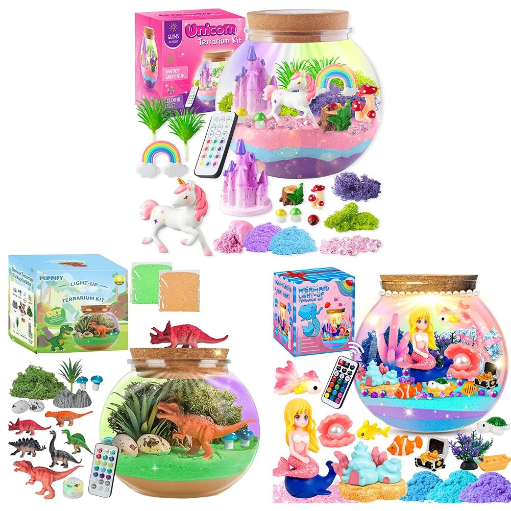 

Light Up Terrarium Kit Creative Educational Toy with Remote Control Interactive Toy Multi-Function DIY for Kids Birthday Gifts