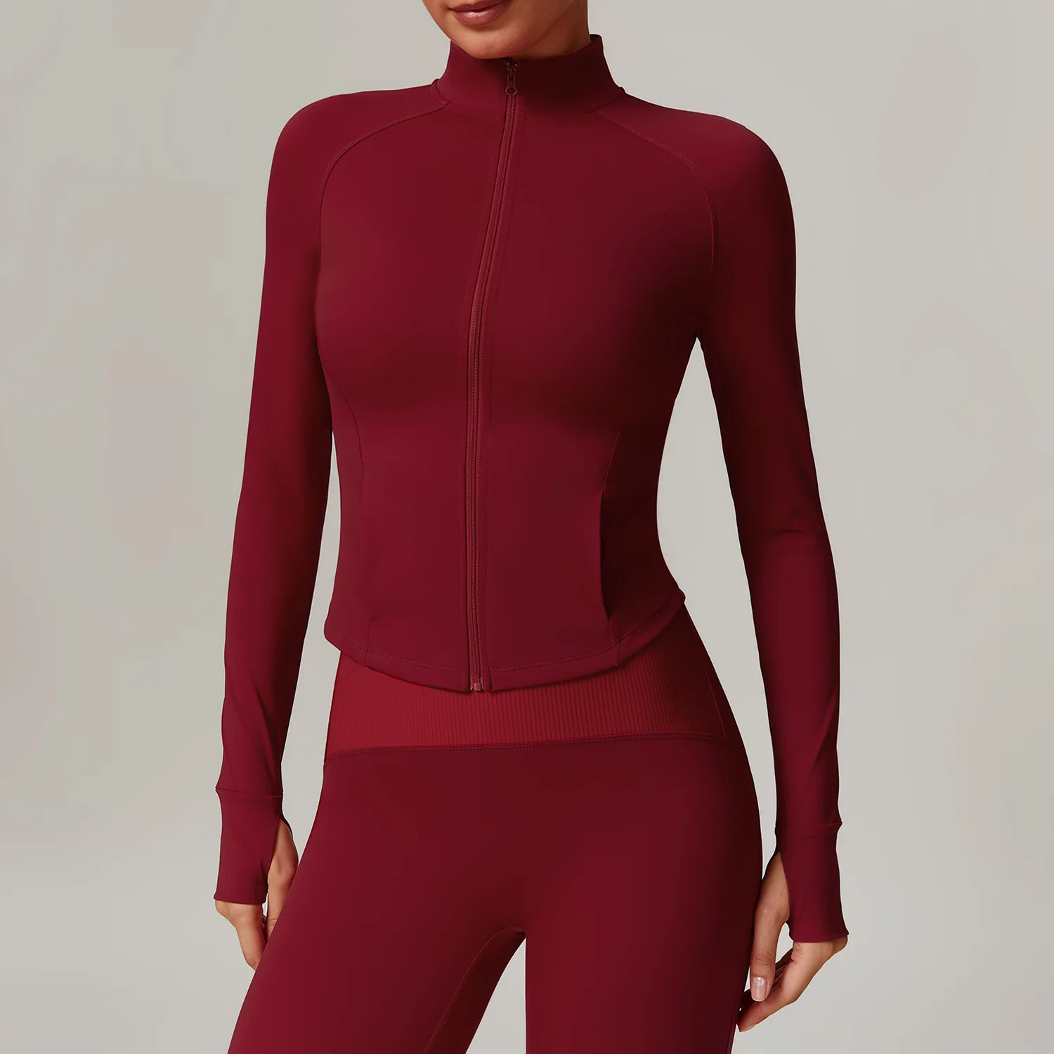 Women Long Sleeve Sports Jacket with Pockets Yoga Shirt Quick Dry Gym Top Sunscreen Sportswear Running Coats Zip Fitness Clothes
