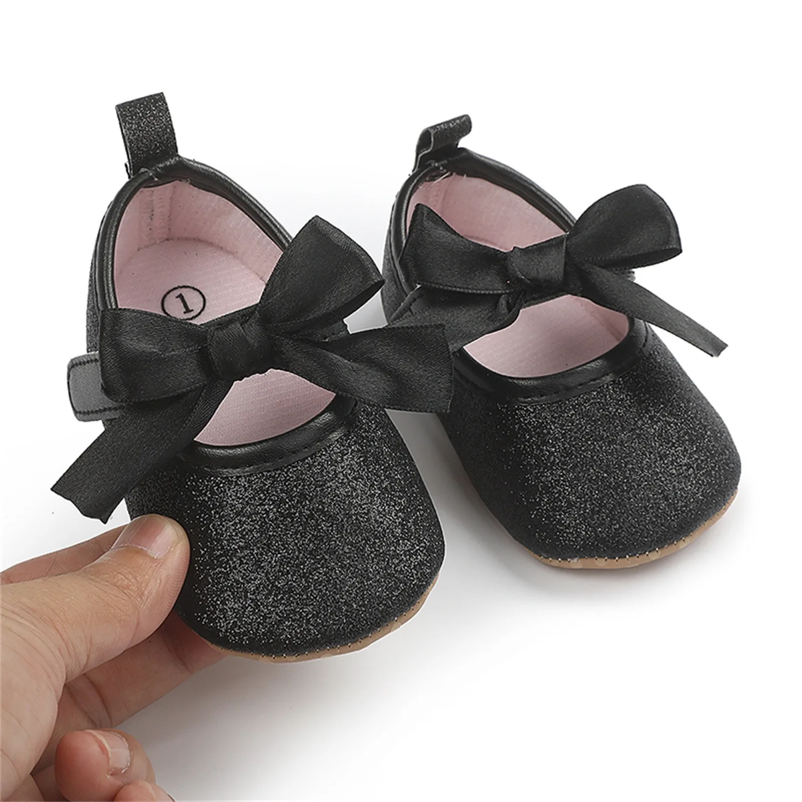 

2024 Toddler Kids Infant Girls Soild Colour Bowknot Princress Shoes Soft Sole The Floor Barefoot Non Slip First Walkers Hot Sale