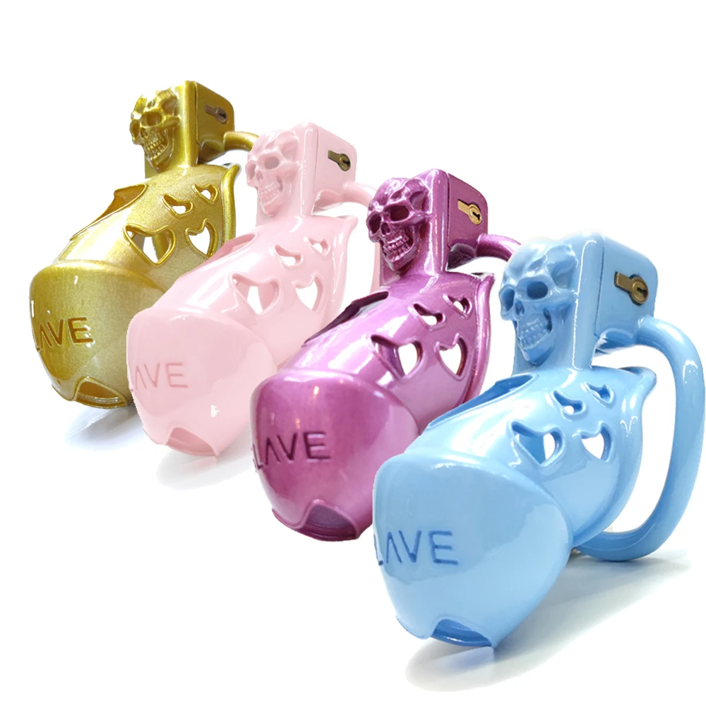 

TS CD 4 Colors Skull Chastity Cock Cage Male Bondage Slave Bondage Penis Lock Ring Erotic Chastity Device Sex Toys for Men Gay